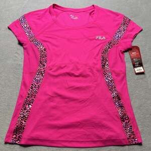 Fila Performance Shirt Womens Large License to Train Striped Tech Short Sleeve